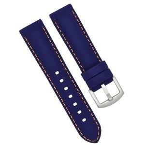 22MM Premium Blue Silicone Replacement Watch Band Quick Release